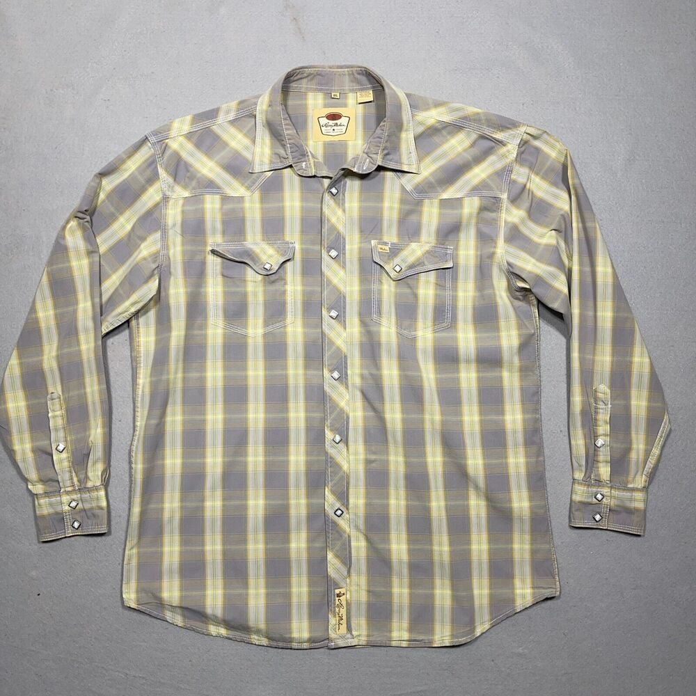 LARRY MAHAN Cowboy Western Shirt Size 2XL Diamond‎ Pearl Snap Gray Cowboy
